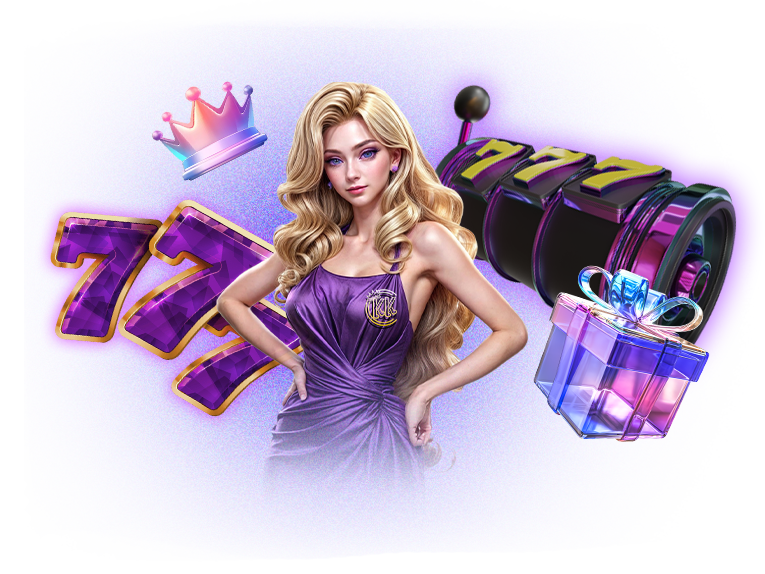 Model promoting casino games on homepage.